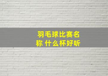 羽毛球比赛名称 什么杯好听